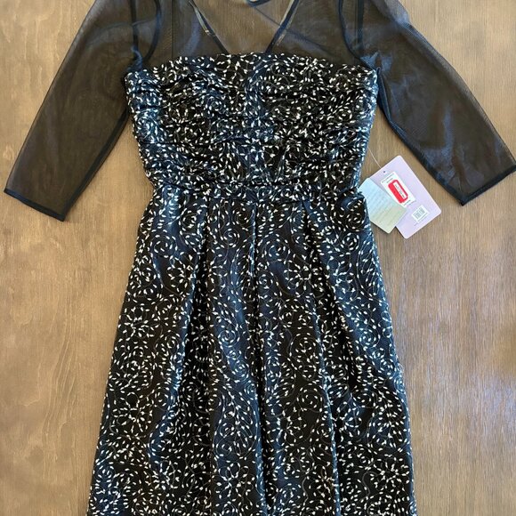 JS Collections Black Mesh Embroidered Sequin Cocktail Dress - Size 8 - Picture 16 of 16